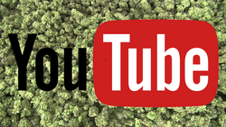 Cannabisblüten mit Youtube-Logo