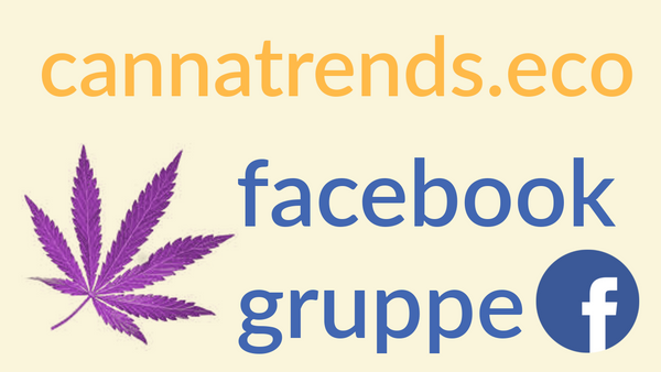 cannatrends logo und facebook logo mit der Aufschrift Facebook Gruppe