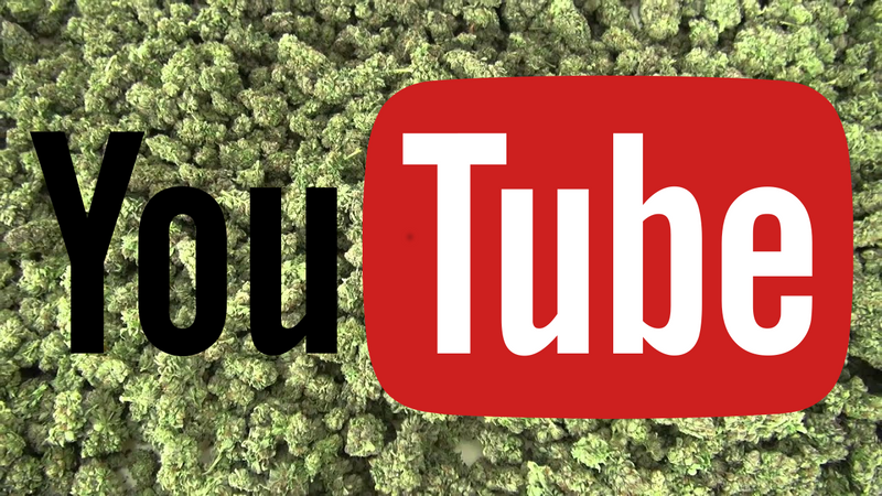 Cannabisblüten mit Youtube-Logo