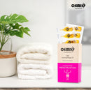 Osiris CBD Menstruationsöl Handtücher und Schachtel mit Ampullen